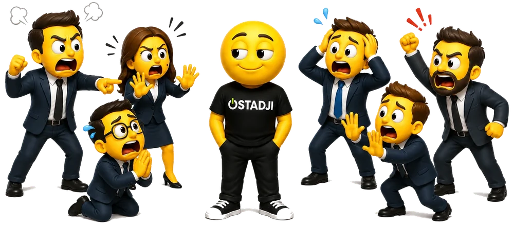 The Ostadji mascot stays calm while panicked agencies and clients lose control