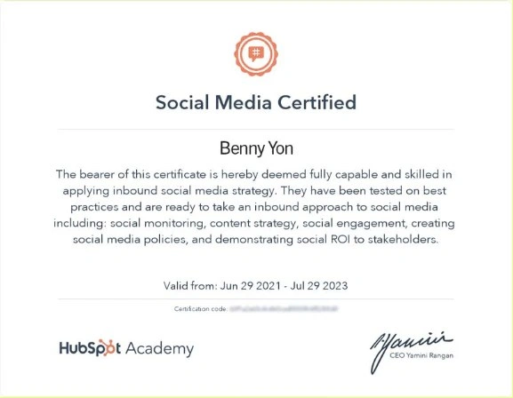 HubSpot Social Media Certification